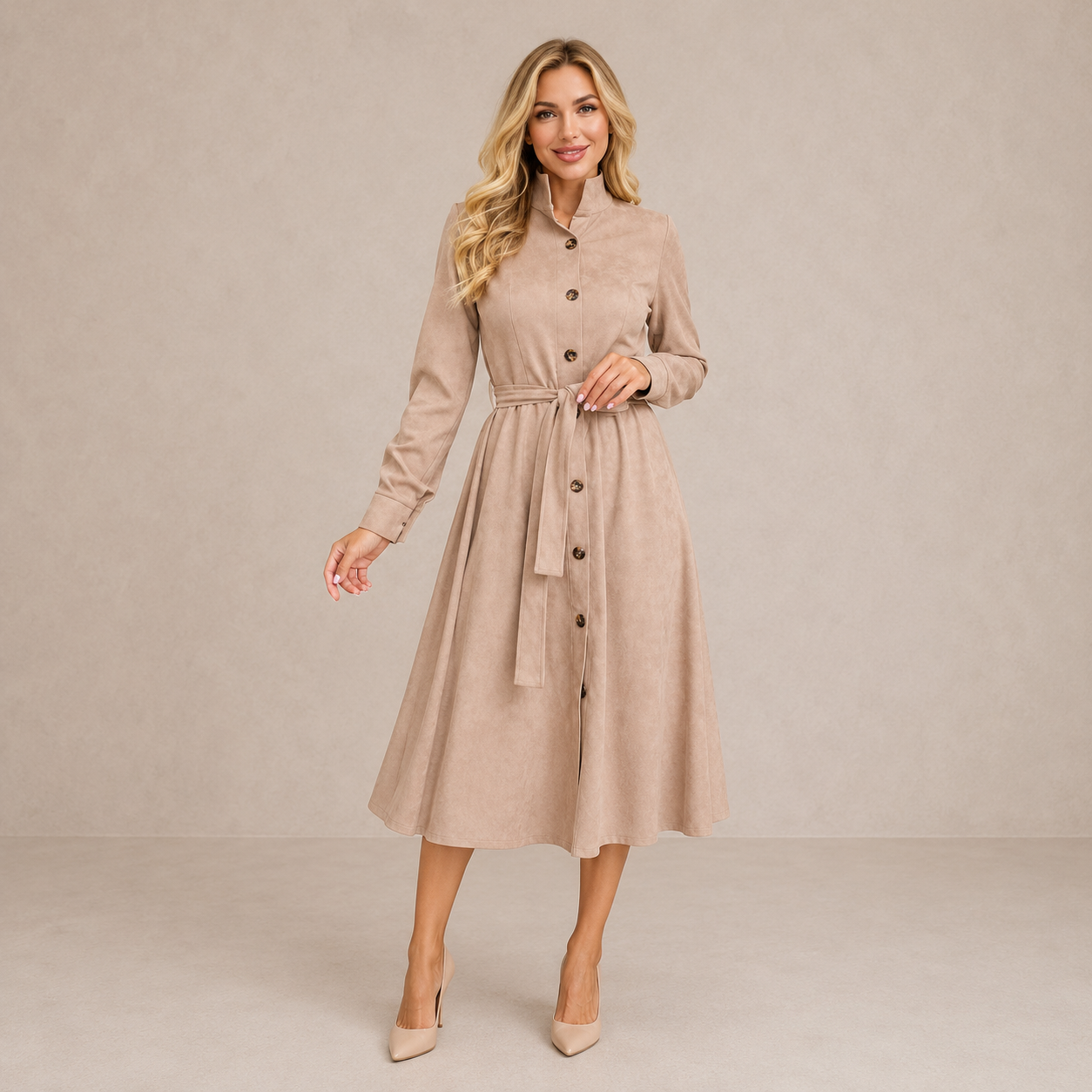 AURORE – Robe midi au toucher soyeux – Noria Paris