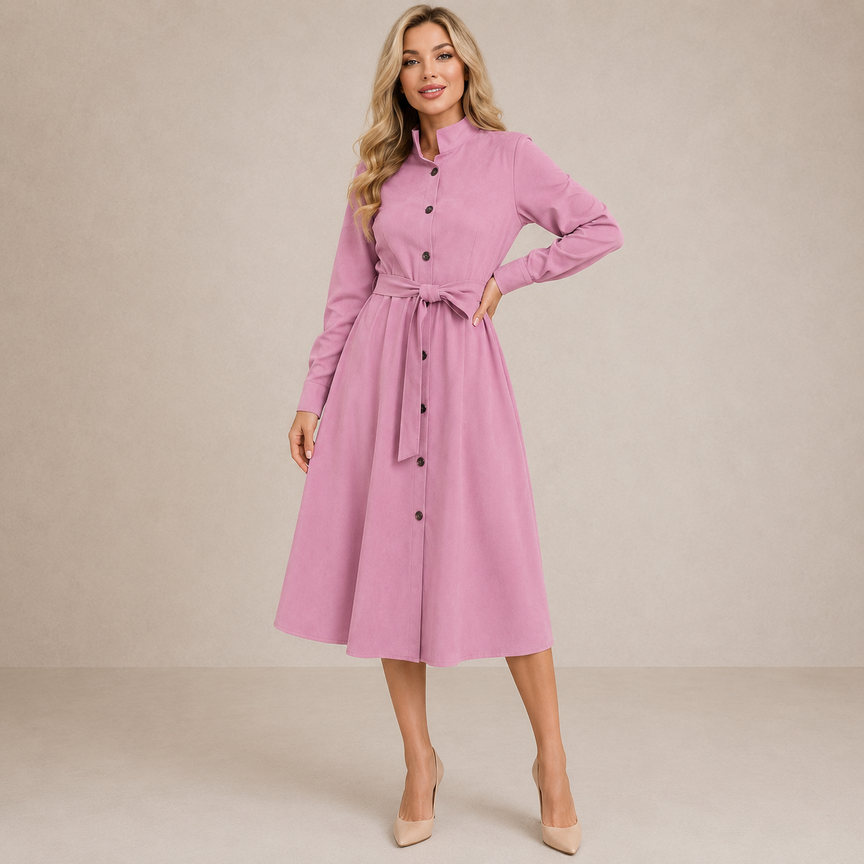 AURORE – Robe midi au toucher soyeux – Noria Paris