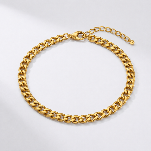 NORIA | Tobillera de cadena cubana — Dorado