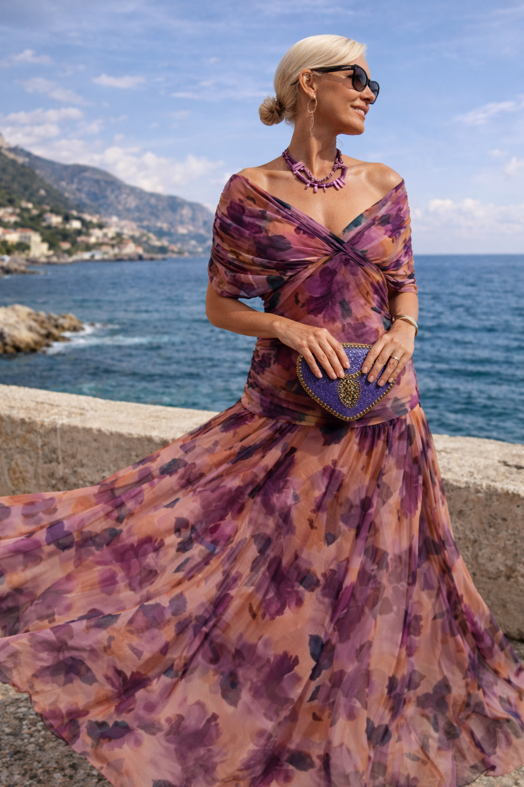 MAËLLE – Robe longue au toucher soyeux – Noria Paris