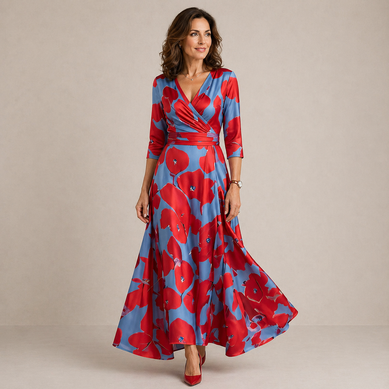 NATHALIE – Robe midi au toucher soyeux – Noria Paris