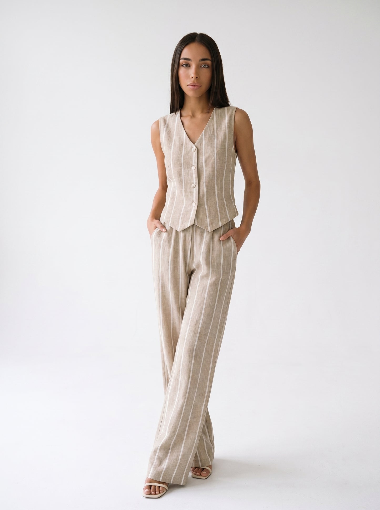 SIENNA – Ensemble rayé gilet et pantalon