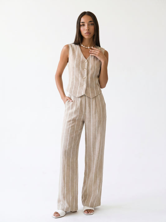 SIENNA – Ensemble rayé gilet et pantalon