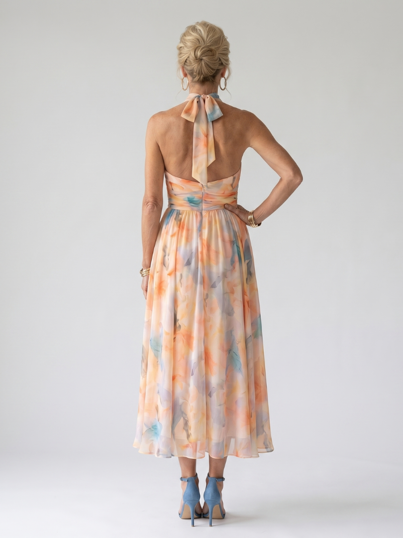 NORIA | Vestido de largo medio con suave escote al cuello