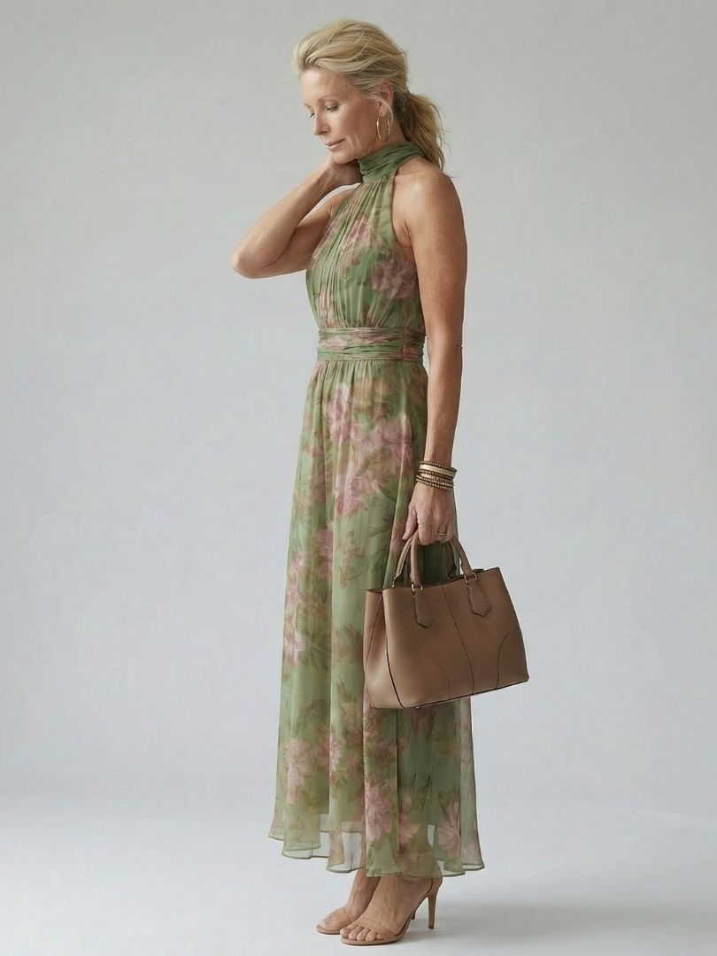 NORIA | Vestido de largo medio fruncido con espalda descubierta