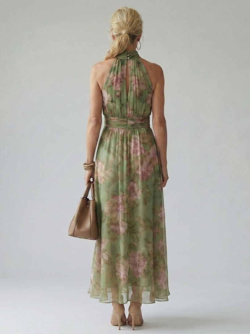 NORIA | Vestido de largo medio fruncido con espalda descubierta